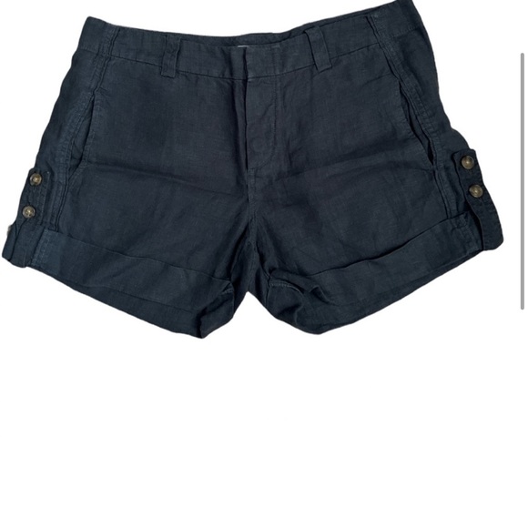 Vince Dark Gray Linen Cuffed Shorts - Picture 3 of 10